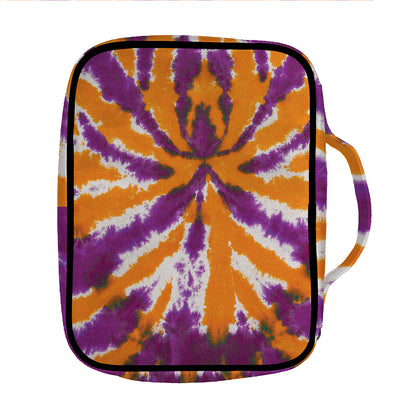 Purple And Orange Spider Tie Dye Print Front Pocket Bible Bag