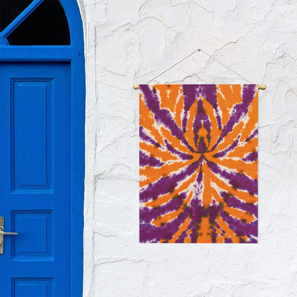 Purple And Orange Spider Tie Dye Print Garden Flag