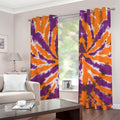 Purple And Orange Spider Tie Dye Print Grommet Curtains