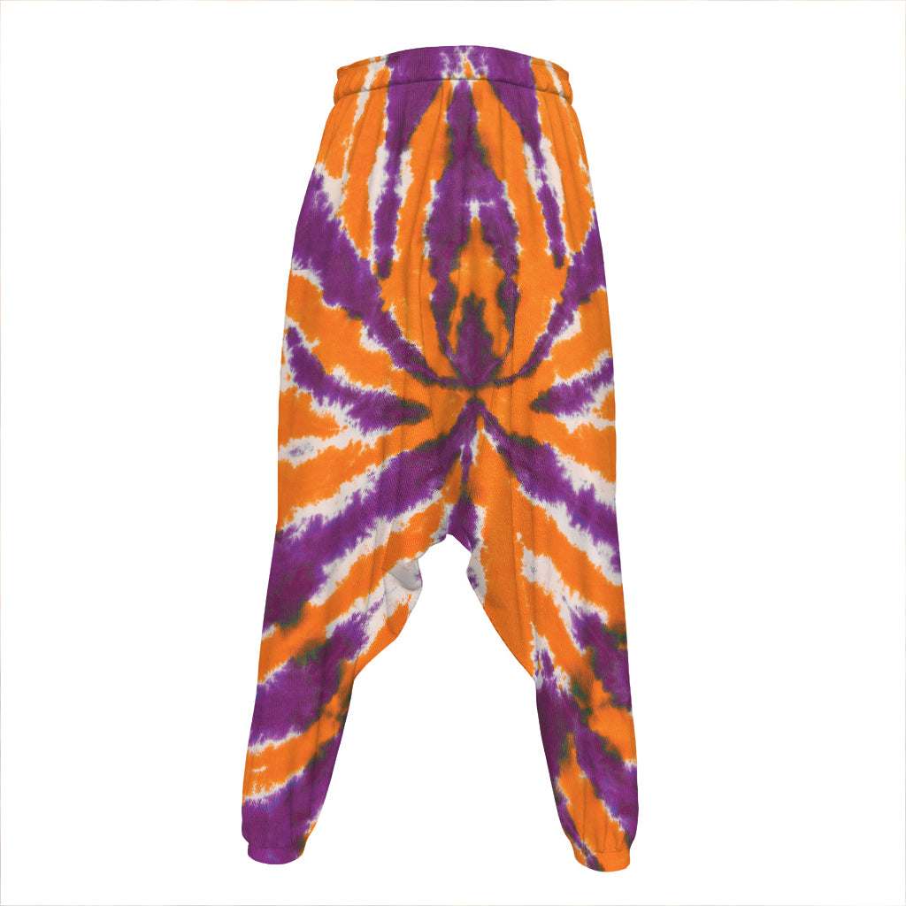 Purple And Orange Spider Tie Dye Print Hammer Pants