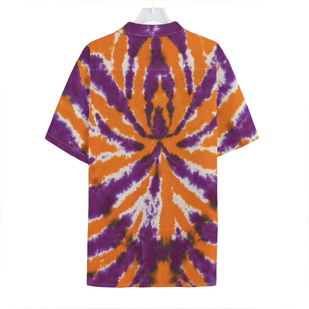 Purple And Orange Spider Tie Dye Print Hawaiian Shirt