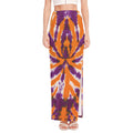 Purple And Orange Spider Tie Dye Print High Slit Maxi Skirt