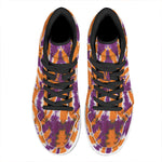 Purple And Orange Spider Tie Dye Print High Top Leather Sneakers