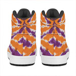 Purple And Orange Spider Tie Dye Print High Top Leather Sneakers