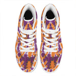 Purple And Orange Spider Tie Dye Print High Top Leather Sneakers