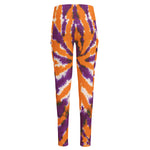 Purple And Orange Spider Tie Dye Print High-Waisted Pocket Leggings