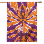 Purple And Orange Spider Tie Dye Print House Flag