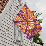 Purple And Orange Spider Tie Dye Print House Flag