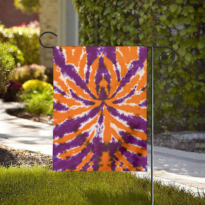 Purple And Orange Spider Tie Dye Print House Flag