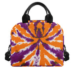 Purple And Orange Spider Tie Dye Print Insulated Lunch Bag