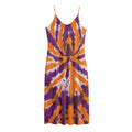 Purple And Orange Spider Tie Dye Print Jersey Midi Cami Dress