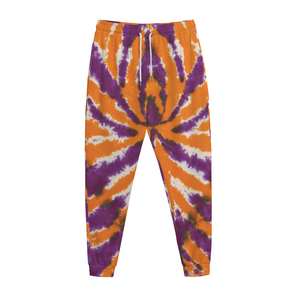 Purple And Orange Spider Tie Dye Print Jogger Pants