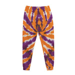 Purple And Orange Spider Tie Dye Print Jogger Pants