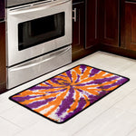 Purple And Orange Spider Tie Dye Print Kitchen Mat
