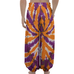 Purple And Orange Spider Tie Dye Print Lantern Pants