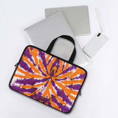 Purple And Orange Spider Tie Dye Print Laptop Sleeve With Handle