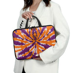 Purple And Orange Spider Tie Dye Print Laptop Sleeve With Handle