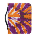 Purple And Orange Spider Tie Dye Print Leather Bible Cover
