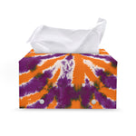 Purple And Orange Spider Tie Dye Print Leather Tissue Box Cover