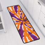 Purple And Orange Spider Tie Dye Print Long Kitchen Mat