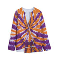 Purple And Orange Spider Tie Dye Print Long Sleeve Short Coat