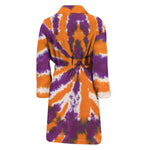 Purple And Orange Spider Tie Dye Print Men's Bathrobe