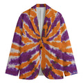 Purple And Orange Spider Tie Dye Print Men's Blazer