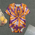 Purple And Orange Spider Tie Dye Print Men's Bodysuit