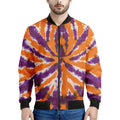Purple And Orange Spider Tie Dye Print Men's Bomber Jacket