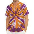 Purple And Orange Spider Tie Dye Print Men's Deep V-Neck Shirt