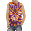 Purple And Orange Spider Tie Dye Print Men's Fitness Tank Top