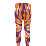 Purple And Orange Spider Tie Dye Print Men's leggings