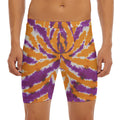 Purple And Orange Spider Tie Dye Print Men's Long Boxer Briefs