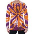Purple And Orange Spider Tie Dye Print Men's Long Sleeve T-Shirt
