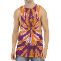 Purple And Orange Spider Tie Dye Print Men's Muscle Tank Top