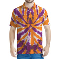 Purple And Orange Spider Tie Dye Print Men's Polo Shirt