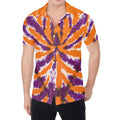 Purple And Orange Spider Tie Dye Print Men's Shirt