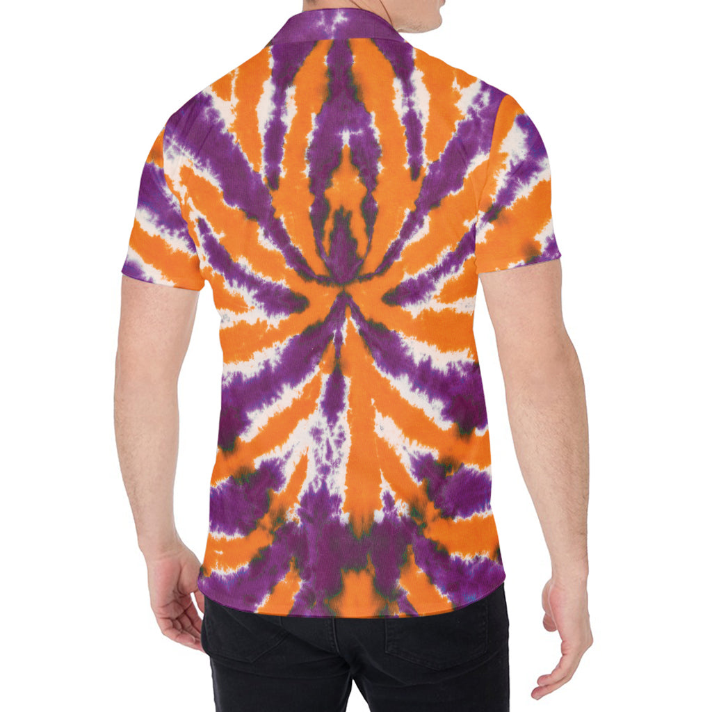 Purple And Orange Spider Tie Dye Print Men's Shirt