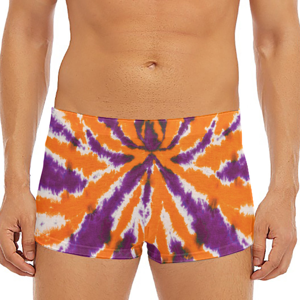 Purple And Orange Spider Tie Dye Print Men's Short Boxer Briefs