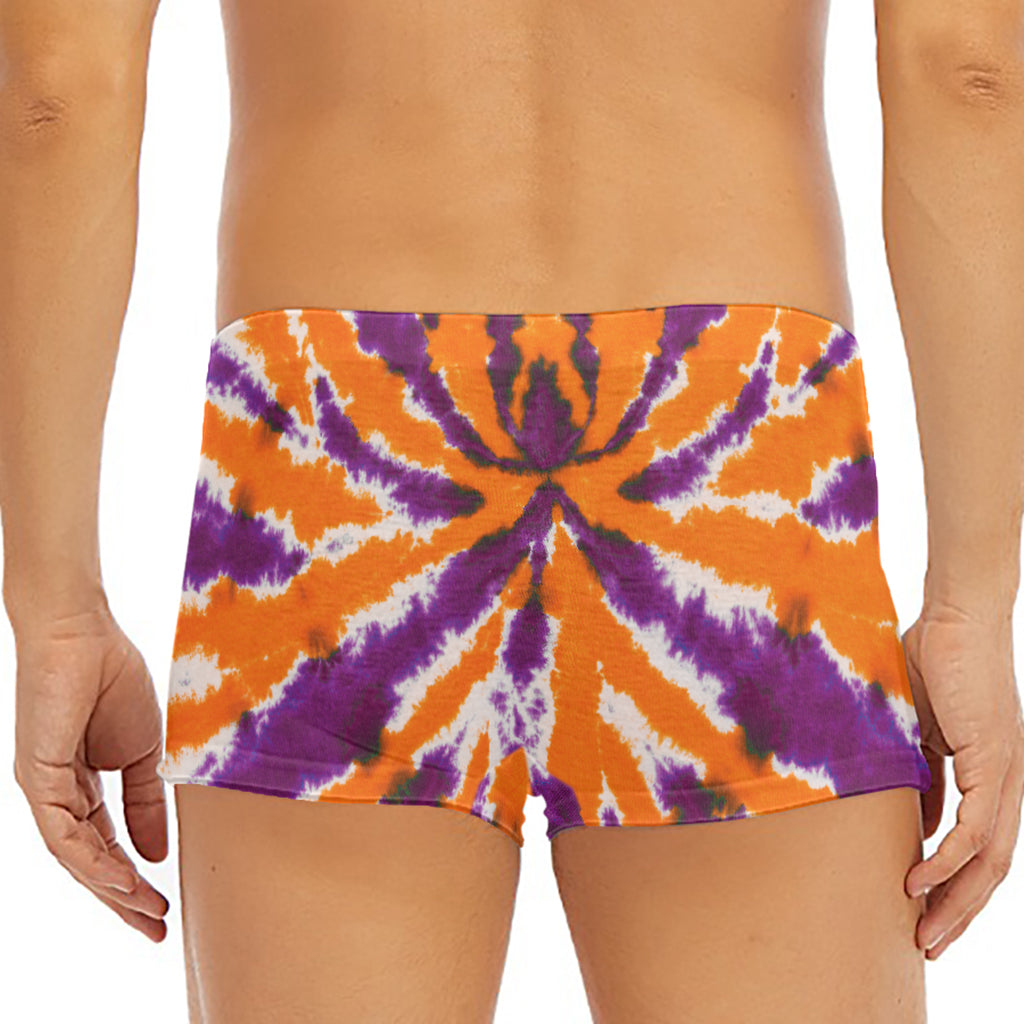 Purple And Orange Spider Tie Dye Print Men's Short Boxer Briefs