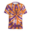 Purple And Orange Spider Tie Dye Print Men's Athletic T-Shirt