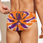 Purple And Orange Spider Tie Dye Print Men's Swim Briefs