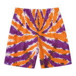 Purple And Orange Spider Tie Dye Print Men's Swim Trunks