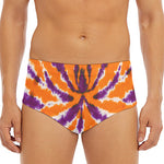 Purple And Orange Spider Tie Dye Print Men's Triangle Swim Briefs