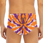 Purple And Orange Spider Tie Dye Print Men's Triangle Swim Briefs