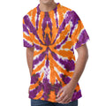 Purple And Orange Spider Tie Dye Print Men's Velvet T-Shirt