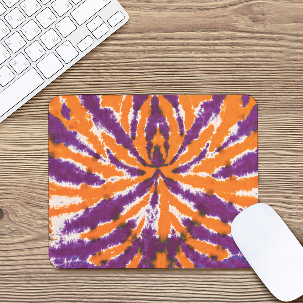 Purple And Orange Spider Tie Dye Print Mouse Pad