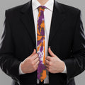 Purple And Orange Spider Tie Dye Print Necktie