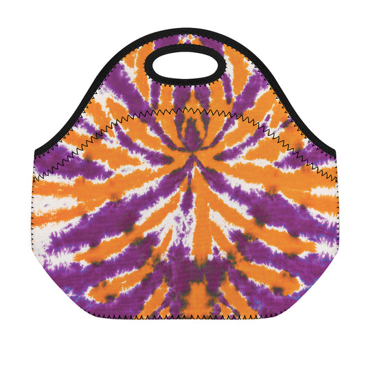 Purple And Orange Spider Tie Dye Print Neoprene Lunch Bag