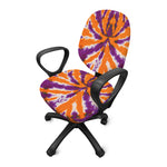 Purple And Orange Spider Tie Dye Print Office Chair Cover